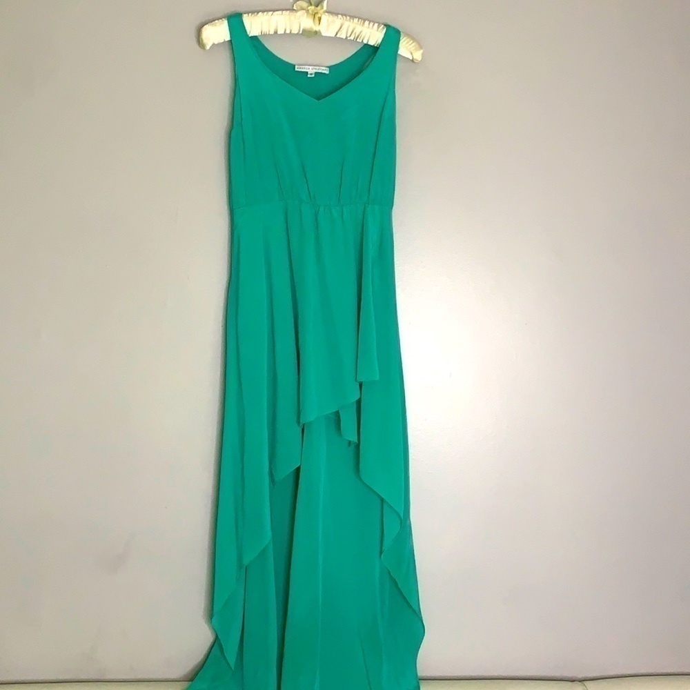 Amanda Uprichard silk breeze high low maxi slip dress Small Tiffany blu green
